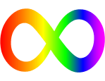 a rainbow infinity sign, used to symbolize neurodiversity