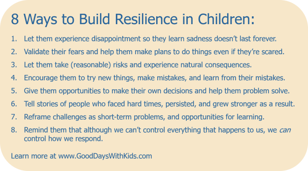 List of 8 ways to build resilience in children